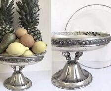 Antique Vintage Silver Plated Glass Fruit Bowl/Centrepiece Pedestal Dish for sale  Shipping to South Africa