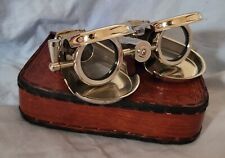 Silver Folding Antique Binoculars Vintage Leather Case Old Horse Racing Race UK for sale  SALFORD