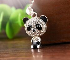New Silver Panda Rhinestone Pendant Necklace Jewelry for sale  Shipping to South Africa
