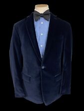 Used, Made To Measure Dormeuil Velvet Evening Jacket 44L Navy Blue Semi Bespoke for sale  Shipping to South Africa