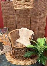 Vintage Mid Century Peacock Bucket Rattan Wicker Cane Tub Chair Retro Boho Tiki for sale  Shipping to South Africa