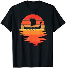 Camiseta unissex nórdica antiga retrô navio viking água fria pôr do sol nova com etiquetas , usado comprar usado  Enviando para Brazil