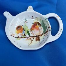 MELAMINE.  Robin Red Breast Teabag /Spoon Melamine Holder pre owned for sale  Shipping to South Africa