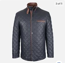 Jaqueta de couro masculina 100% genuína pele de cordeiro azul marinho acolchoada GG, usado comprar usado  Enviando para Brazil