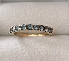 1x 9ct yellow gold half eternity gemstone stacker ring - AQUAMARINE for sale  Shipping to South Africa