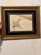 Used, Vtg Original Pencil Art Drawing w/Duck On Water Framed,Matted and Signed. 1976 for sale  Shipping to South Africa