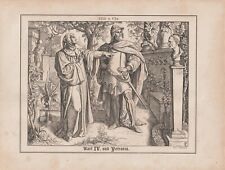 Emperador Carlos Iv. And Francesco Petrarca 1354 d.C. Grabado en madera de 1862 segunda mano  Embacar hacia Mexico