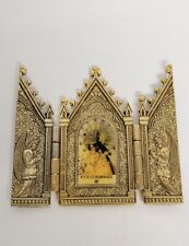 Tríptico de Colección Icono Religioso Puerta con Bisagras Tono Dorado Metal De Los Desamparado Ángeles segunda mano  Embacar hacia Mexico