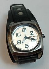 Used, FOSSIL JR-9652 Men's Black Leather Cuff Strap Wristwatch - UNTESTED for sale  Shipping to South Africa