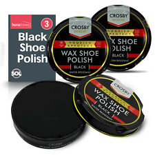 3pk Wax Shoe Polish Black x 50ml Traditional Leather Boot Shine Cleaner Protect, used for sale  Shipping to South Africa