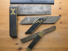 Vintage Carpenter 45° Mitre & 90° Squares + Bevel Ebony Handles with Brass Inlay for sale  Shipping to South Africa