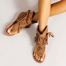 Sandálias planas femininas botas respiráveis sapatos couro praia retrô sandálias gladiador comprar usado  Enviando para Brazil