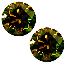 4.67ct 2pc VVS1'9 mm=CHAMPAGNE BROWN ROUND LOOSE MOISSANITE DIAMOND Earring/Ring for sale  Shipping to South Africa