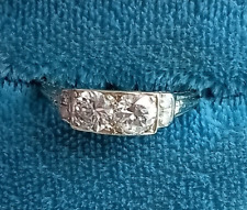 Vintage 1920's Art Deco Diamond 15K / 18K White Gold Engagement Ring, used for sale  Shipping to South Africa