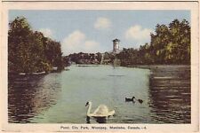 Cartão postal Swan In City Park Pond, Winnipeg, MB, 1938 PECO, B-630 cancelamento de slogan comprar usado  Enviando para Brazil