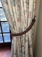 Lewis & Wood Floreat Sienna Pair Lined & Interlined Curtains Beaded Edge Trim for sale  Shipping to South Africa