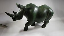 Escultura grande de rinoceronte verde Shona Verdite grande COMO ESTÁ REPARADO comprar usado  Enviando para Brazil