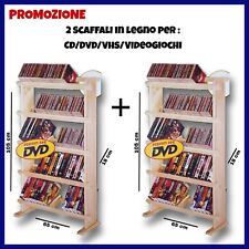 2 Scaffali in legno grandi Porta Cd/Dvd/Vhs/ Videogiochi, in promozione!!! usato  Supersano