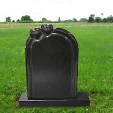  Monument Granite Absolute Black Carved Two Hearts Marker Cemetery Stone MN-15, used for sale  Cicero