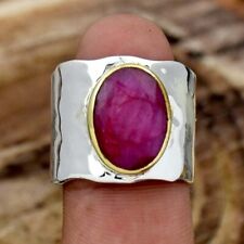 Kashmiri Ruby Natural Gemstone 925 Sterling Silver Handmade Ring Gift For Her S8, used for sale  Shipping to South Africa