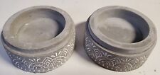Medium Size 3.15 Inches Gray Concrete Cement Candle Holders Aztec Design Decor for sale  Shipping to South Africa