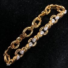 Swarovski Crystal Bracelet Yellow Metal Circle Chain Boxed Stones Articulate -CP, used for sale  Shipping to South Africa