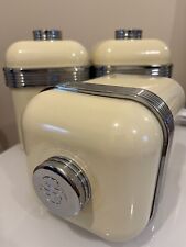 Swan Retro Containers Cream Canisters Kitchen Cottage Farmhouse Storage Set X3 for sale  Shipping to South Africa