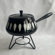 Vtg Cathrineholm Norway Black & White Lotus Enamel Fondue Pot w Lid & Stand for sale  Shipping to South Africa