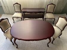Vtg Bespaq Dollhouse Miniature Victorian Mahogany Dining Table 4 Chairs & Buffet for sale  Shipping to South Africa
