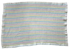 Cobertor térmico acrílico vintage bebê náilon acabamento acetinado listras pastel 1675 EUA, usado comprar usado  Enviando para Brazil