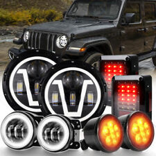 Faróis de LED 7" combo de lanternas traseiras de neblina e seta para Jeep Wrangler JK JKU comprar usado  Enviando para Brazil