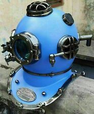 Antiguo casco azul para buceadores marca V de colección azul marino buceo profundo casco larpa segunda mano  Embacar hacia Argentina