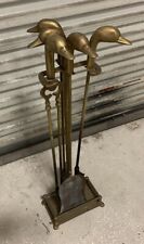 Used, Vintage Brass Duck Head Brass Fireplace Kit Stand 5Pc Complete Set Mallard Duck for sale  Shipping to South Africa