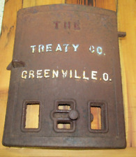 Puerta de estufa vintage de hierro fundido The Treaty Co Greenville Ohio, usado segunda mano  Embacar hacia Argentina