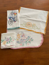 Lote misto 4 peças fronha de toalha vintage 2 corredores de mesa bordados de crochê comprar usado  Enviando para Brazil