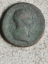 Moneda de bronce imperial romana ae de Sestercio de Trajano segunda mano  Embacar hacia Mexico