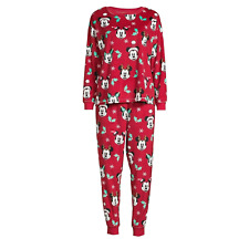 Juego de pijamas de vacaciones de Navidad de 2 piezas Disney Mickey Mouse mediano 8-10 rojo verde segunda mano  Embacar hacia Argentina