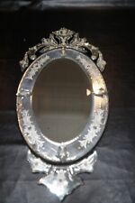 Antique Oval  Venetian / French  Etched Wall Mirror Wonderful Details  for sale  Shipping to Canada