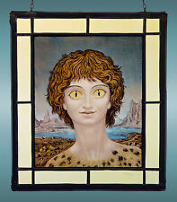 Girl with cat eyes, stained glass, kiln fired, Nezach, surrealism, leopard girl for sale  Shipping to Canada