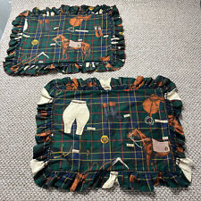 Vintage Ralph Lauren Pillow Case Lot of 2 Plaid Equestrian Horse Bit Lo Rare for sale  Shipping to South Africa