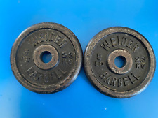 2x Placas de Peso Vintage 5 lb Weider Barbell 10 Libras Total (1" Furo), usado comprar usado  Enviando para Brazil