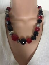 Black Red And Silver Beaded Necklace for sale  PLYMOUTH