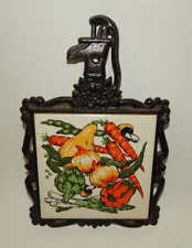Vintage Cast Iron Mailbox Kitchen Tile Trivet - Summer Vegetables for sale  Shipping to South Africa
