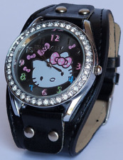 USADO Relógio Hello Kitty Cristal Feminino Preto Pulseira de Couro Sintético com Nova Bateria comprar usado  Enviando para Brazil