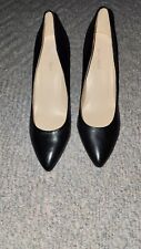 Nine West 9x9 ALISA Pointy Toe 4" CHUNKY Heel Pump BLACK LEATHER 12M for sale  Shipping to South Africa