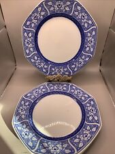 2-Whieldon Ware Corona F Winkle Plate antigo 9,75 polegadas azul Inglaterra fluxo azul comprar usado  Enviando para Brazil