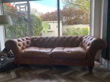 Tan leather chesterfield for sale  LEEDS
