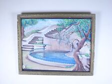 Escada de jardim Villa com piscina grande pintura a óleo com moldura ornamentada comprar usado  Enviando para Brazil