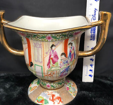 Usado, Vaso de porcelana medalhão rosa família oriental troféu 7,5" pé de dragão Koi comprar usado  Enviando para Brazil