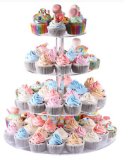 Cupcake Stand, 4-Tier Round Acrylic Cupcake Display Stand Dessert Tower Pastry , used for sale  Shipping to South Africa